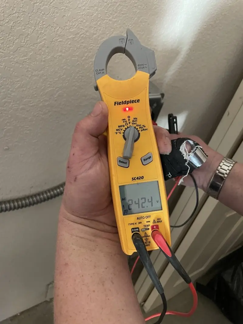 Voltage testing with clamp meter during Hot Tub / Pool Electrical Wiring in Farmerville